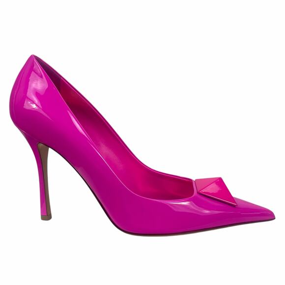 Valentino Garavani One Stud Patent Leather Pump Hot Pink Size 41 - Picture 3 of 12